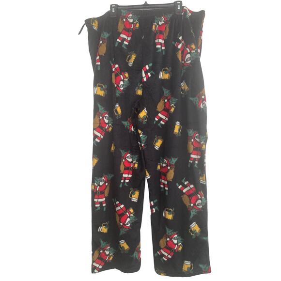 The Foundry Men's Size 3XL Pajama Pants Fleece Santa Claus Beer Mug Warm - Picture 2 of 5